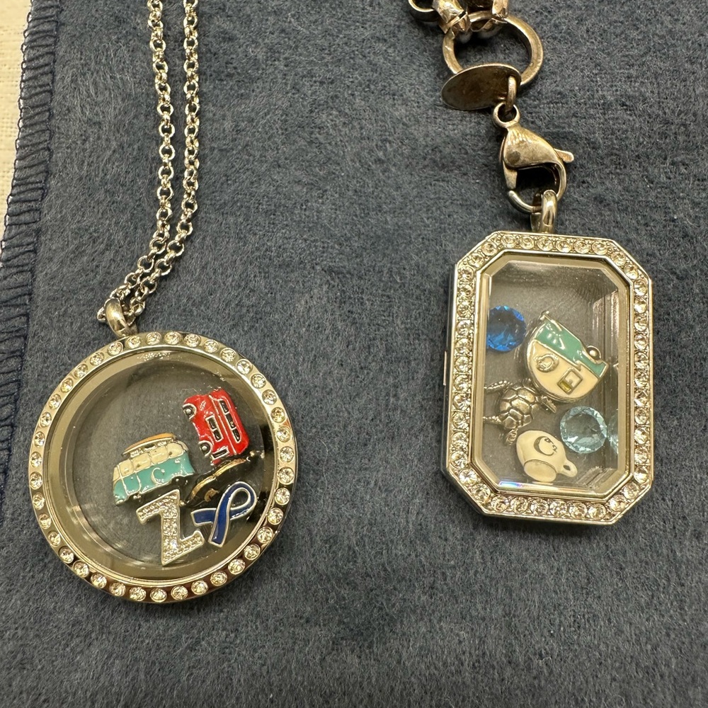 Silver Charm Necklaces with Crystals